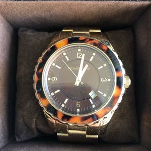 Authentic Michael Kors tortoise and gold watch